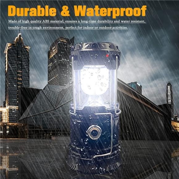 Collapsible Portable LED Camping Lantern XTAUTO Lightweight Waterproof Solar USB - Picture 2 of 6